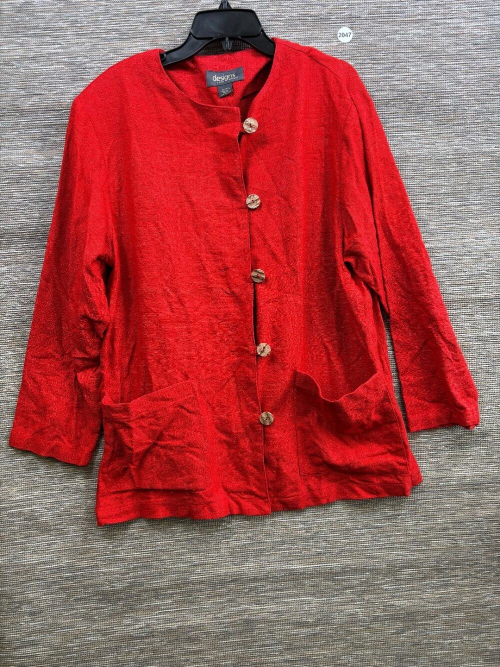 VTG Designs Lane Bryant 100% SILK Blazer Jacket Womens 14/16 Red Casual Career